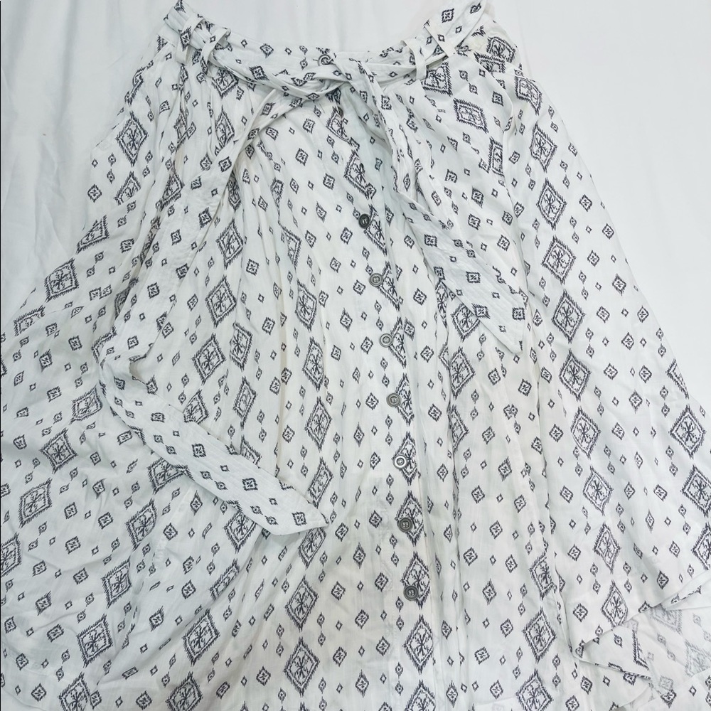 Print Flowing Skirt with belt